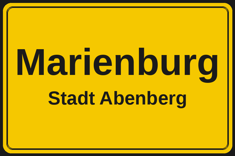 Ortsschild Marienburg in Abenberg – Hotels, Pensionen und Ferienwohnungen im Stadtteil
