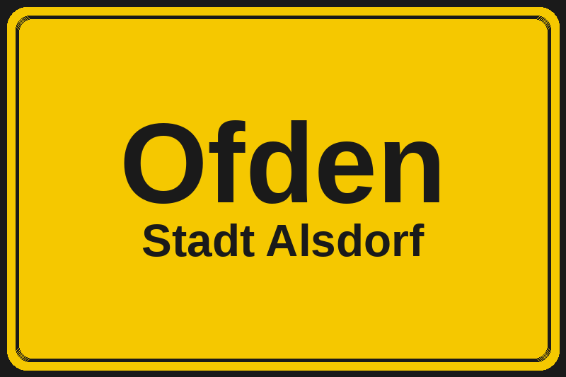 Ortsschild Ofden in Alsdorf – Hotels, Pensionen und Ferienwohnungen im Stadtteil