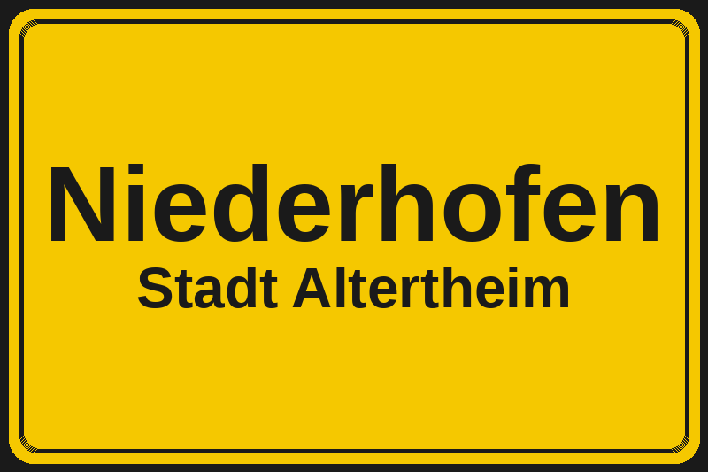 Ortsschild Niederhofen in Altertheim – Hotels, Pensionen und Ferienwohnungen im Stadtteil