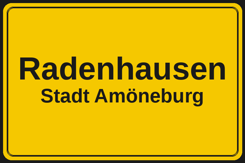 Ortsschild Radenhausen in Amöneburg – Hotels, Pensionen und Ferienwohnungen im Stadtteil