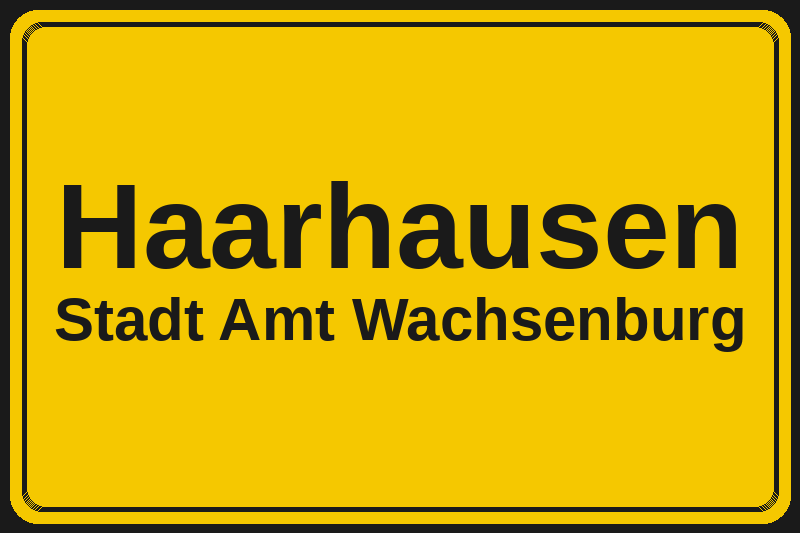 Ortsschild Haarhausen in Amt Wachsenburg – Hotels, Pensionen und Ferienwohnungen im Stadtteil