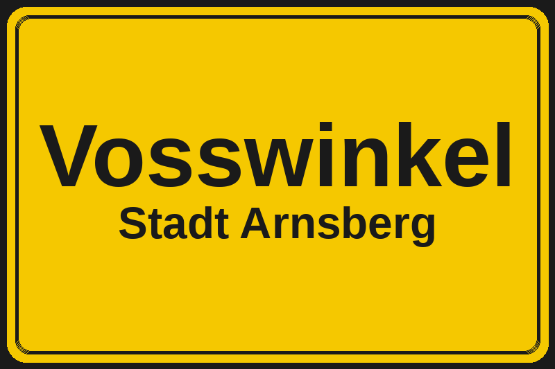 Ortsschild Vosswinkel in Arnsberg – Hotels, Pensionen und Ferienwohnungen im Stadtteil
