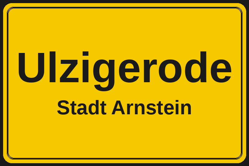 Ortsschild Ulzigerode in Arnstein – Hotels, Pensionen und Ferienwohnungen im Stadtteil