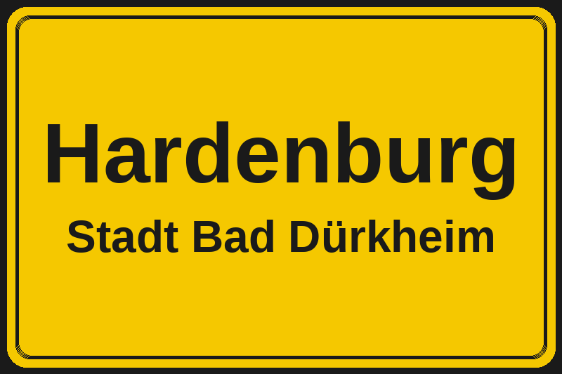 Ortsschild Hardenburg in Bad Dürkheim – Hotels, Pensionen und Ferienwohnungen im Stadtteil