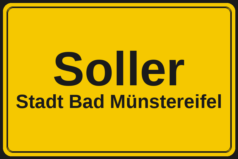 Ortsschild Soller in Bad Münstereifel – Hotels, Pensionen und Ferienwohnungen im Stadtteil
