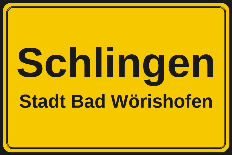 Ortsschild Schlingen in Bad Wörishofen – Hotels, Pensionen und Ferienwohnungen im Stadtteil