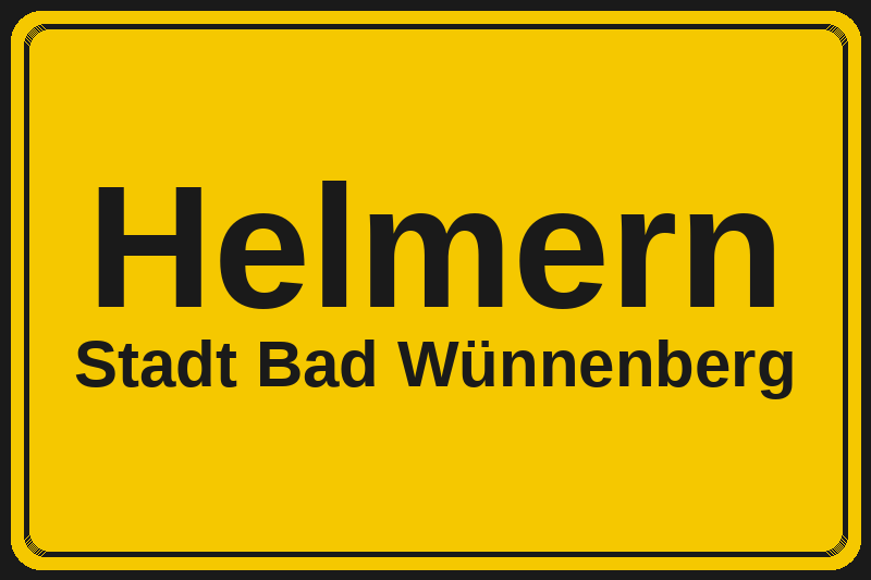 Ortsschild Helmern in Bad Wünnenberg – Hotels, Pensionen und Ferienwohnungen im Stadtteil
