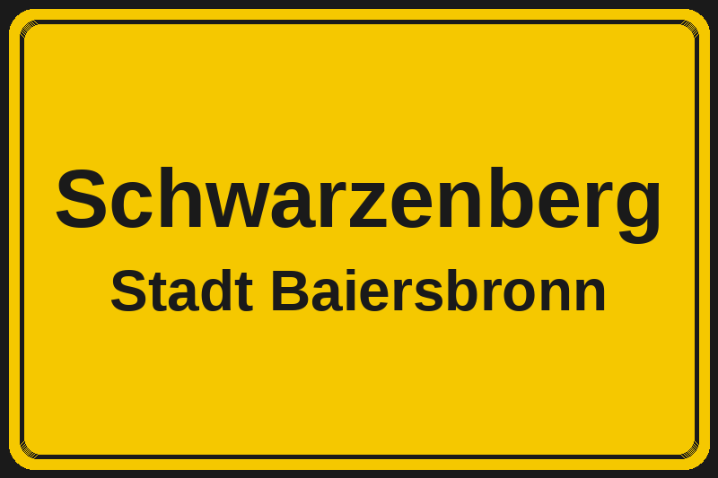 Ortsschild Schwarzenberg in Baiersbronn – Hotels, Pensionen und Ferienwohnungen im Stadtteil