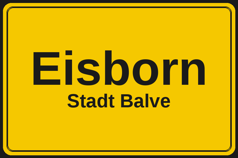 Ortsschild Eisborn in Balve – Hotels, Pensionen und Ferienwohnungen im Stadtteil