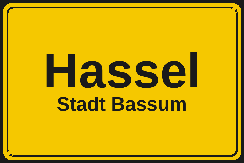 Ortsschild Hassel in Bassum – Hotels, Pensionen und Ferienwohnungen im Stadtteil