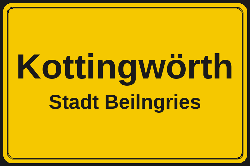 Ortsschild Kottingwörth in Beilngries – Hotels, Pensionen und Ferienwohnungen im Stadtteil