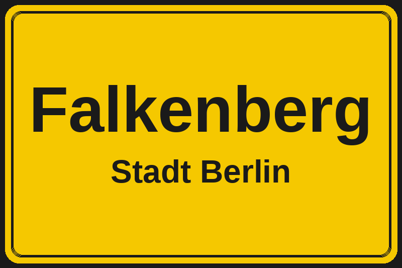 Ortsschild Falkenberg in Berlin – Hotels, Pensionen und Ferienwohnungen im Stadtteil
