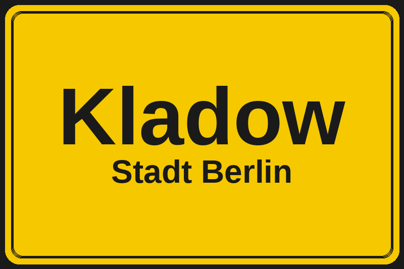 Ortsschild Kladow in Berlin – Hotels, Pensionen und Ferienwohnungen im Stadtteil