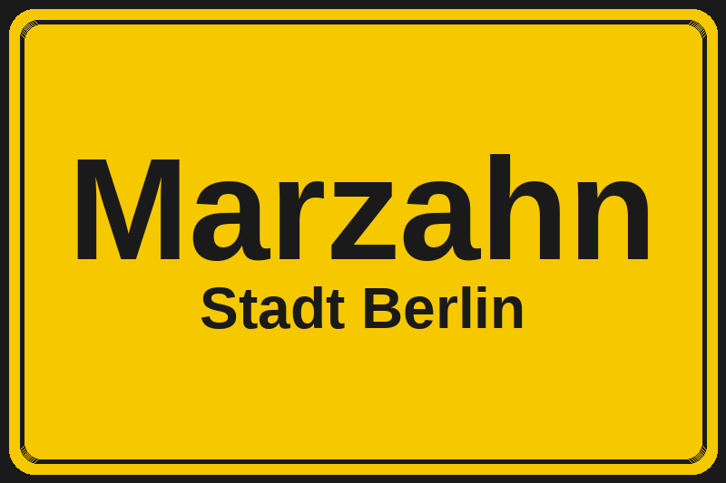 Ortsschild Marzahn in Berlin – Hotels, Pensionen und Ferienwohnungen im Stadtteil
