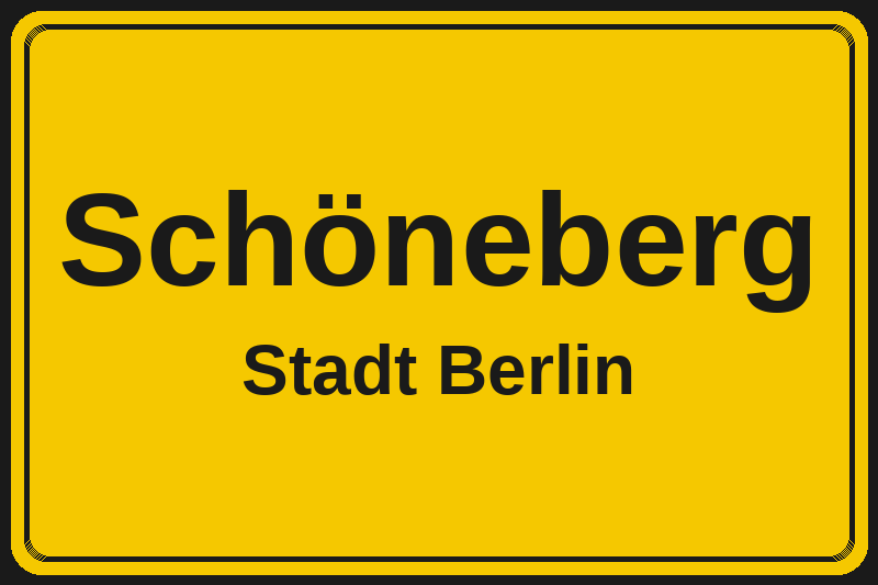 Ortsschild Schöneberg in Berlin – Hotels, Pensionen und Ferienwohnungen im Stadtteil