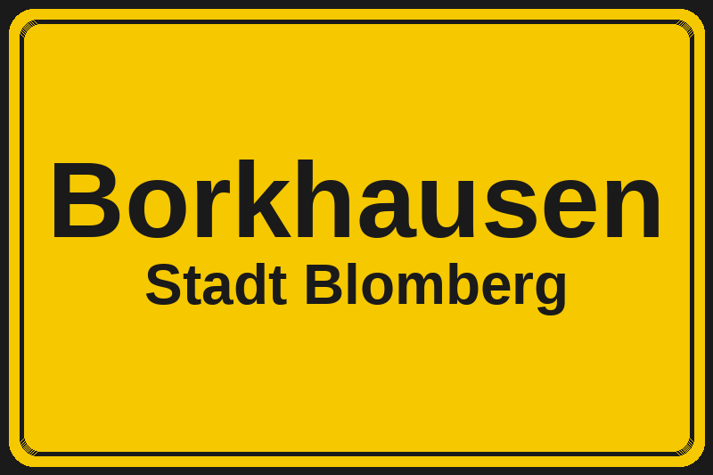Ortsschild Borkhausen in Blomberg – Hotels, Pensionen und Ferienwohnungen im Stadtteil