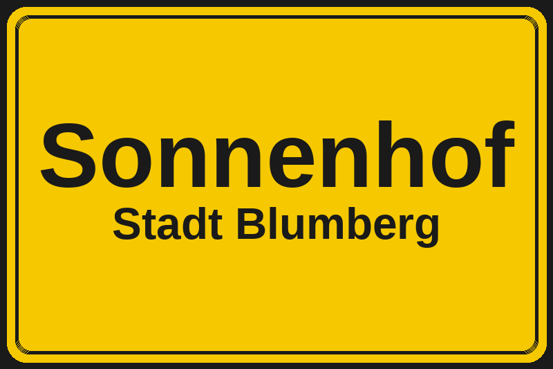 Ortsschild Sonnenhof in Blumberg – Hotels, Pensionen und Ferienwohnungen im Stadtteil