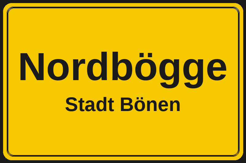Ortsschild Nordbögge in Bönen – Hotels, Pensionen und Ferienwohnungen im Stadtteil