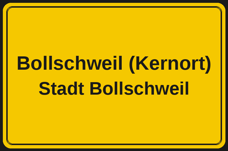 Ortsschild Bollschweil (Kernort) in Bollschweil – Hotels, Pensionen und Ferienwohnungen im Stadtteil