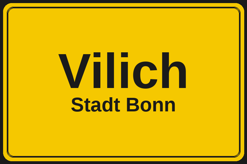 Ortsschild Vilich in Bonn – Hotels, Pensionen und Ferienwohnungen im Stadtteil
