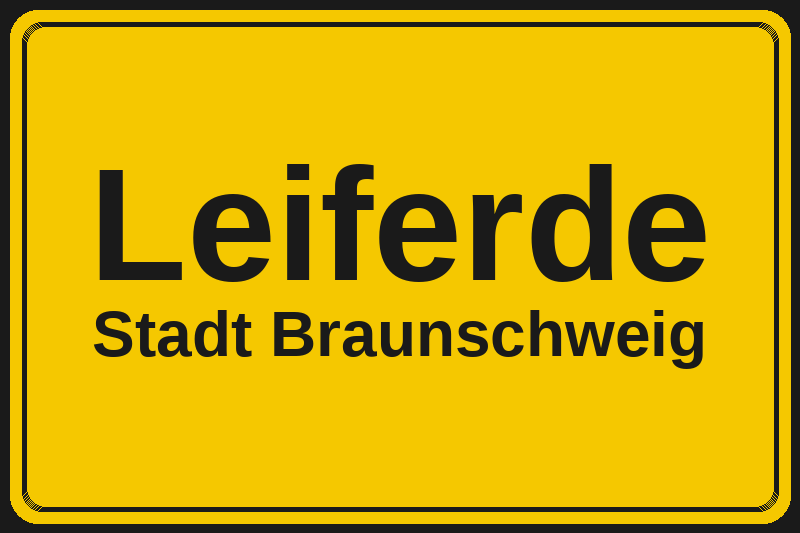 Ortsschild Leiferde in Braunschweig – Hotels, Pensionen und Ferienwohnungen im Stadtteil