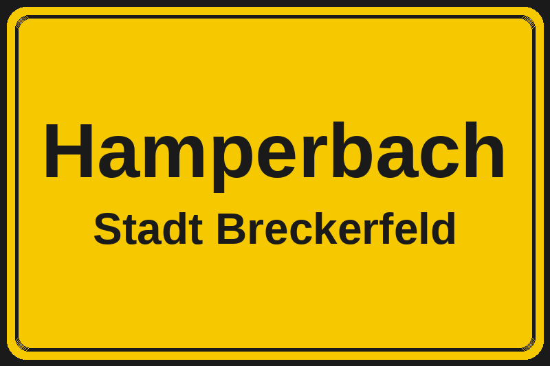 Ortsschild Hamperbach in Breckerfeld – Hotels, Pensionen und Ferienwohnungen im Stadtteil