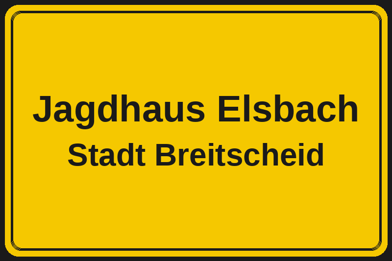Ortsschild Jagdhaus Elsbach in Breitscheid – Hotels, Pensionen und Ferienwohnungen im Stadtteil