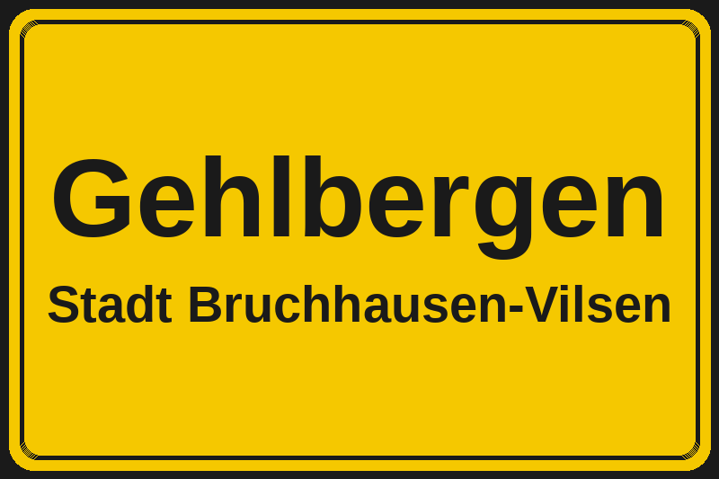 Ortsschild Gehlbergen in Bruchhausen-Vilsen – Hotels, Pensionen und Ferienwohnungen im Stadtteil