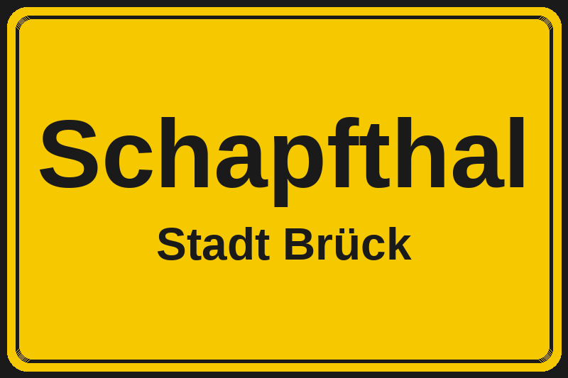 Schapfthal (Brück) – Hotels im Stadtteil Ortsschild Schapfthal in Brück – Hotels, Pensionen und Ferienwohnungen im Stadtteil