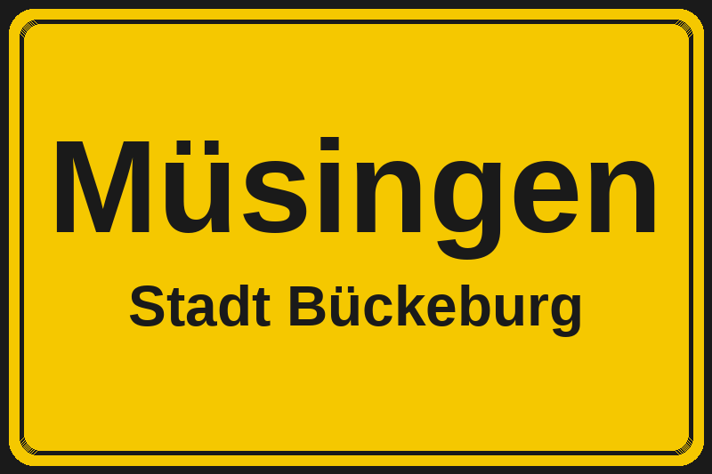 Ortsschild Müsingen in Bückeburg – Hotels, Pensionen und Ferienwohnungen im Stadtteil