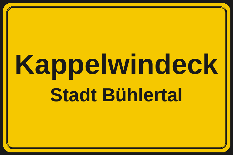 Kappelwindeck (Bühlertal) – Hotels im Stadtteil Ortsschild Kappelwindeck in Bühlertal – Hotels, Pensionen und Ferienwohnungen im Stadtteil