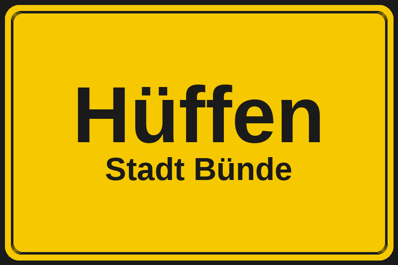 Hüffen (Bünde) – Hotels im Stadtteil Ortsschild Hüffen in Bünde – Hotels, Pensionen und Ferienwohnungen im Stadtteil