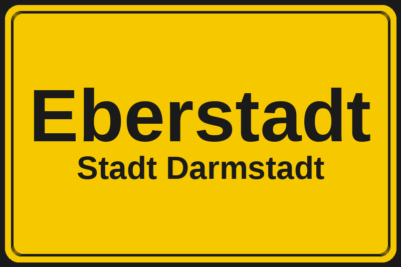 Ortsschild Eberstadt in Darmstadt – Hotels, Pensionen und Ferienwohnungen im Stadtteil