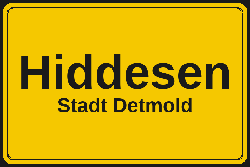 Ortsschild Hiddesen in Detmold – Hotels, Pensionen und Ferienwohnungen im Stadtteil