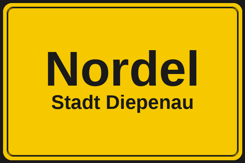 Ortsschild Nordel in Diepenau – Hotels, Pensionen und Ferienwohnungen im Stadtteil