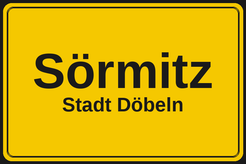 Ortsschild Sörmitz in Döbeln – Hotels, Pensionen und Ferienwohnungen im Stadtteil