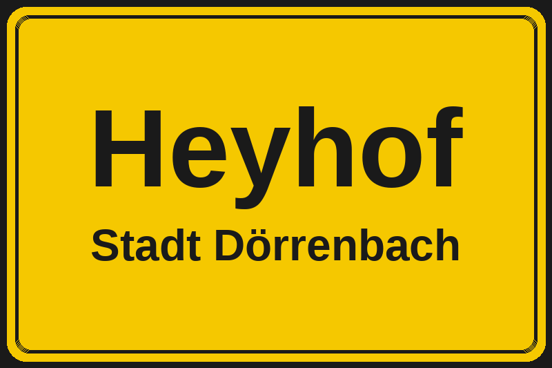 Heyhof (Dörrenbach) – Hotels im Stadtteil Ortsschild Heyhof in Dörrenbach – Hotels, Pensionen und Ferienwohnungen im Stadtteil