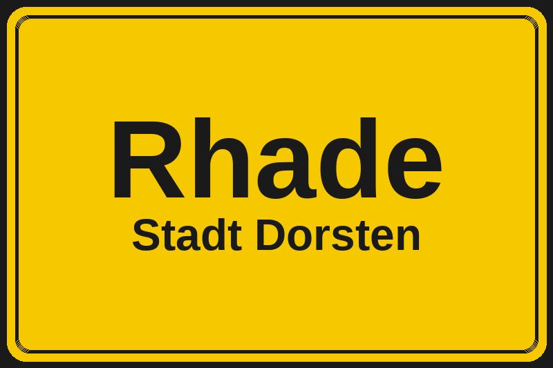 Ortsschild Rhade in Dorsten – Hotels, Pensionen und Ferienwohnungen im Stadtteil