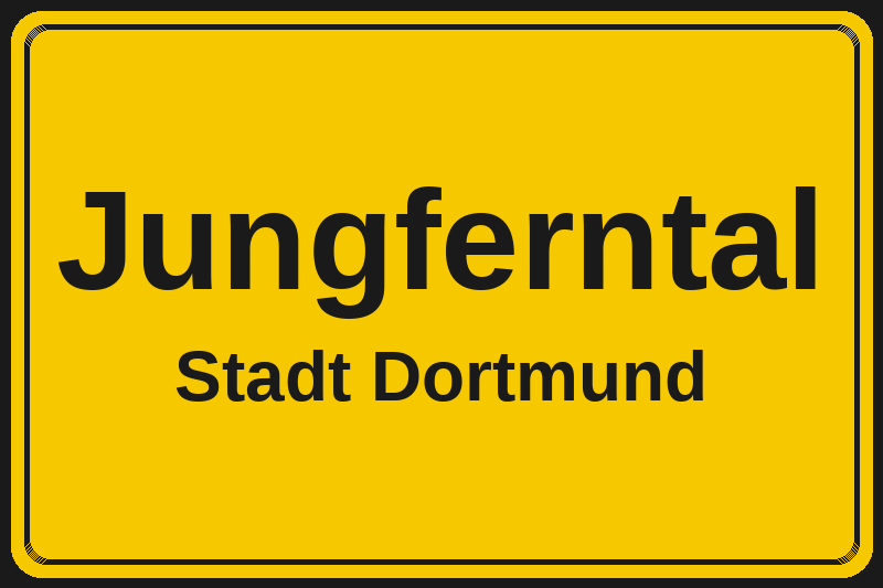 Ortsschild Jungferntal in Dortmund – Hotels, Pensionen und Ferienwohnungen im Stadtteil