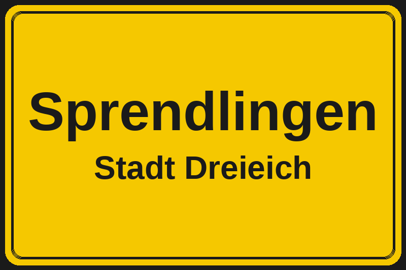 Ortsschild Sprendlingen in Dreieich – Hotels, Pensionen und Ferienwohnungen im Stadtteil