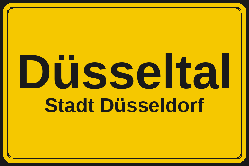 Düsseltal (Düsseldorf) – Hotels im Stadtteil Ortsschild Düsseltal in Düsseldorf – Hotels, Pensionen und Ferienwohnungen im Stadtteil
