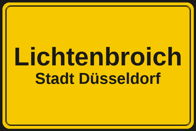 Ortsschild Lichtenbroich in Düsseldorf – Hotels, Pensionen und Ferienwohnungen im Stadtteil