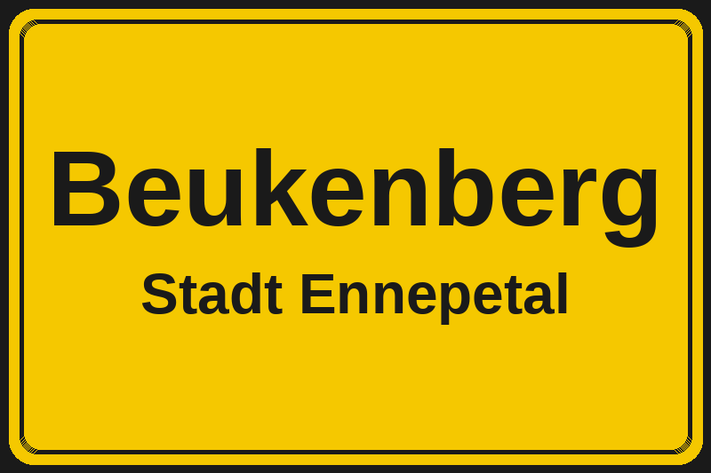 Ortsschild Beukenberg in Ennepetal – Hotels, Pensionen und Ferienwohnungen im Stadtteil