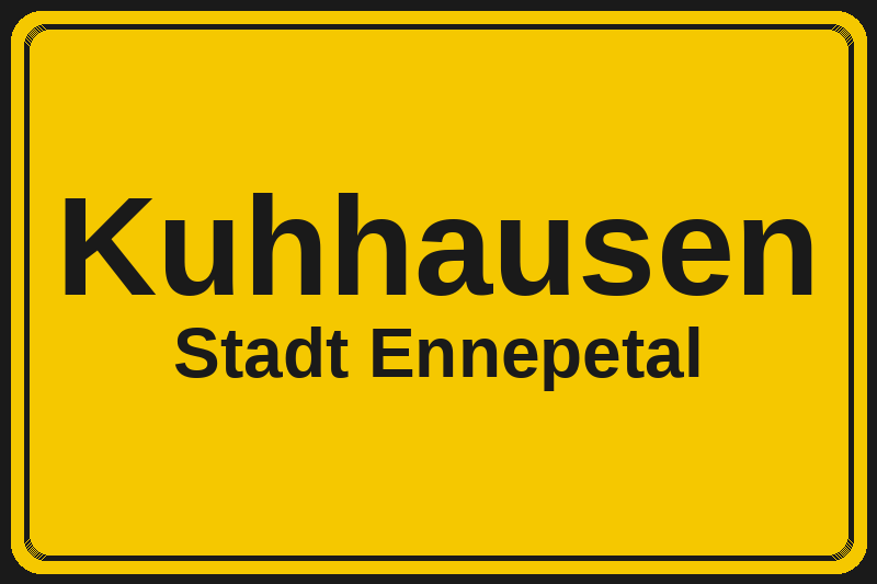 Kuhhausen (Ennepetal) – Hotels im Stadtteil Ortsschild Kuhhausen in Ennepetal – Hotels, Pensionen und Ferienwohnungen im Stadtteil