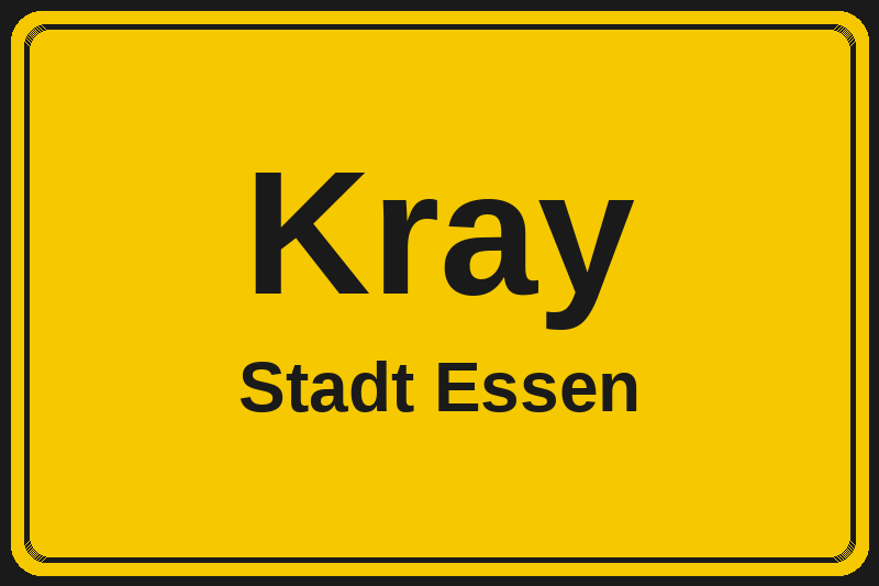 Ortsschild Kray in Essen – Hotels, Pensionen und Ferienwohnungen im Stadtteil
