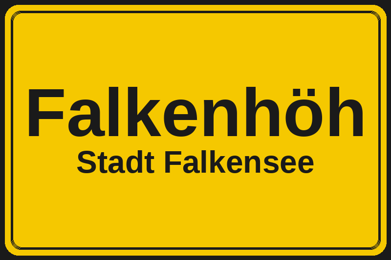 Ortsschild Falkenhöh in Falkensee – Hotels, Pensionen und Ferienwohnungen im Stadtteil