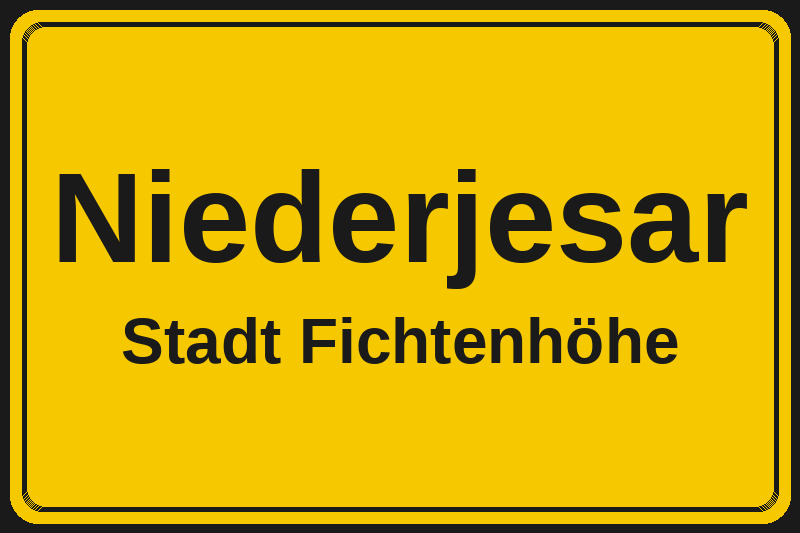 Ortsschild Niederjesar in Fichtenhöhe – Hotels, Pensionen und Ferienwohnungen im Stadtteil
