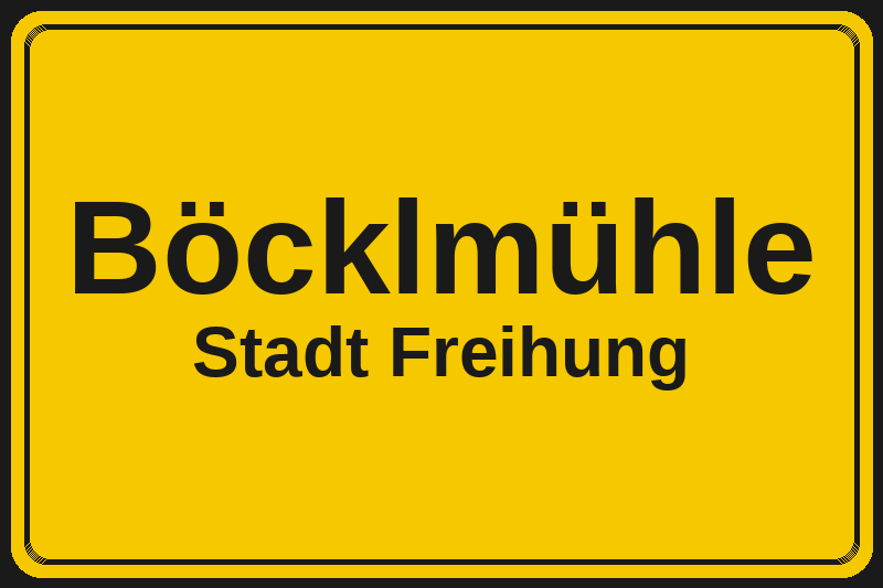 Böcklmühle (Freihung) – Hotels im Stadtteil Ortsschild Böcklmühle in Freihung – Hotels, Pensionen und Ferienwohnungen im Stadtteil