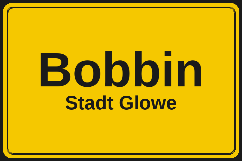 Ortsschild Bobbin in Glowe – Hotels, Pensionen und Ferienwohnungen im Stadtteil
