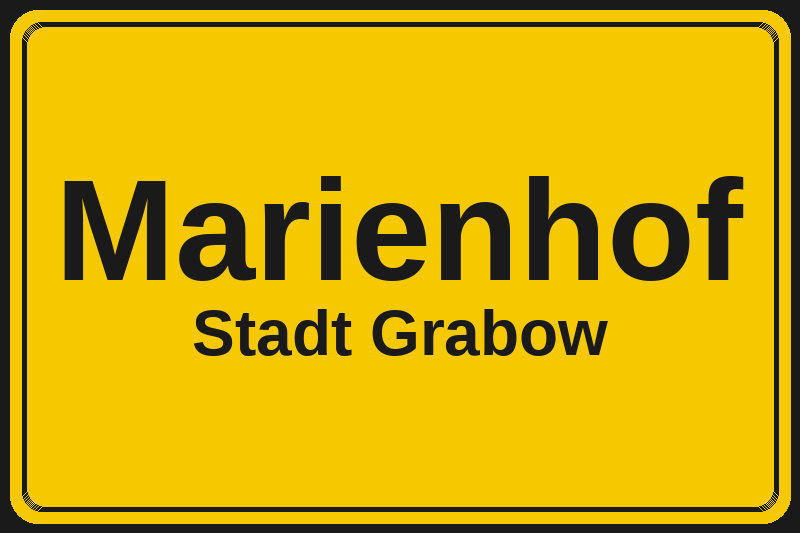 Ortsschild Marienhof in Grabow – Hotels, Pensionen und Ferienwohnungen im Stadtteil